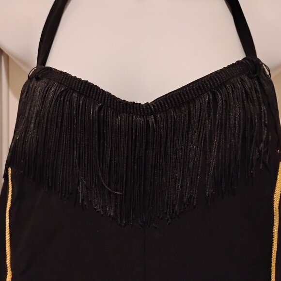 Unique Vintage Maines Black Jumpsuit with Gold Trim NWT - Picture 6 of 12